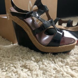 Christian Louboutin Patent Leather Strappy Wedge
